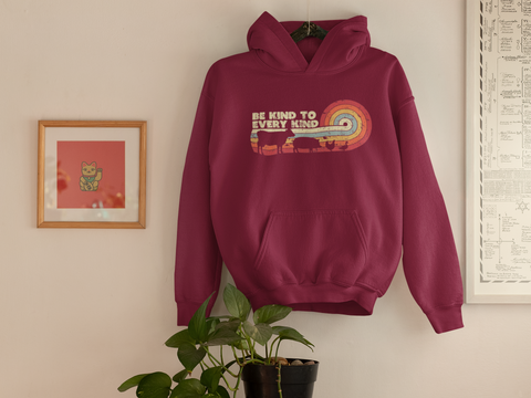 Plant based, be kind to every kind unisex hoodie organic cotton vegan soft feel burgundy plant a tree 