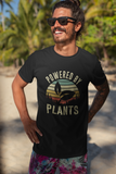 Powered by plants plant based mens t-shirt organic cotton vegan soft feel black plant a tree 